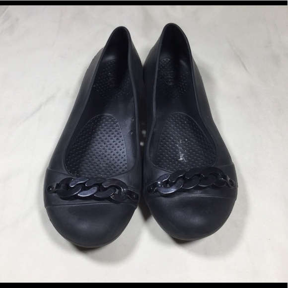 Crocs Black Gianna Chain Ballet Flats - 7 - Picture 1 of 10